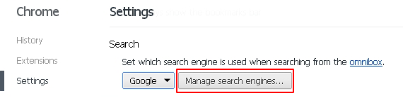 Configure Chrome search preferences